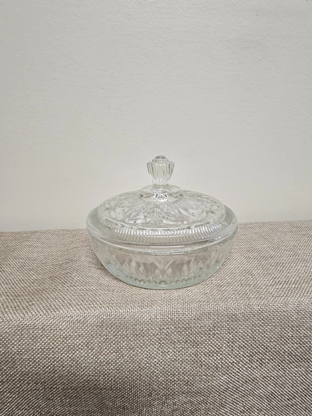 Vintage Avon Clear Glass Lidded Trinket Dish
